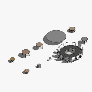 Round Tables - Revit family model 3D