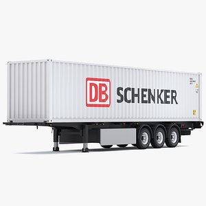 Chassis Semi Trailer with DB Schenker Shipping Container 3D model