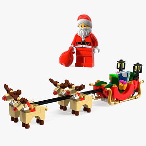 Lego Santa with Santa Sleigh and Reindeers Collection 3D