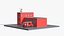 Low Poly Firehouse Building with Fire Truck Red
