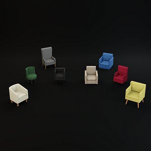 3D Low poly armchairs package I