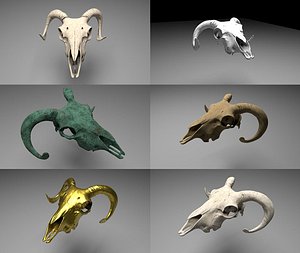 Ram Skull 3D model with six texture maps