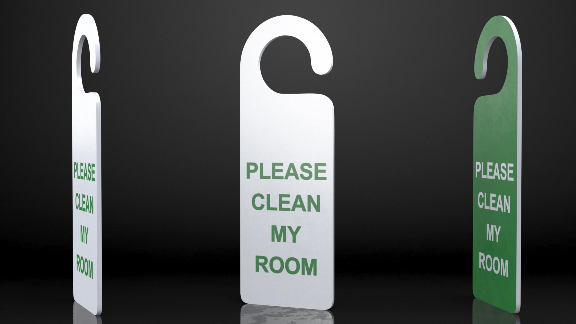 3D Door Hanger Tag Clean My Room White Green Model - TurboSquid 1888667