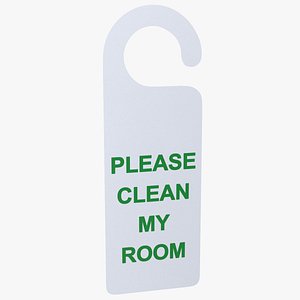 3D Door Hanger Tag Clean My Room White Green model