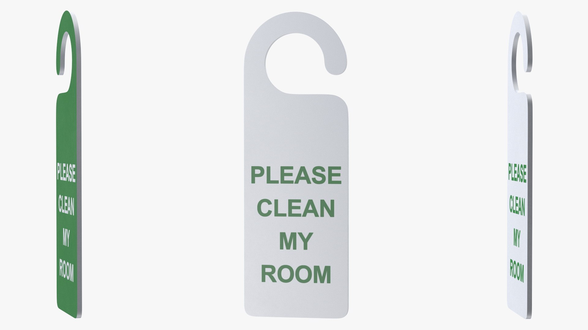 3D Door Hanger Tag Clean My Room White Green Model - TurboSquid 1888667