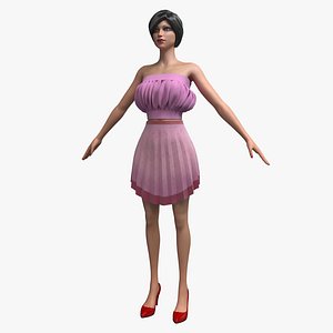3D women cloth set heels