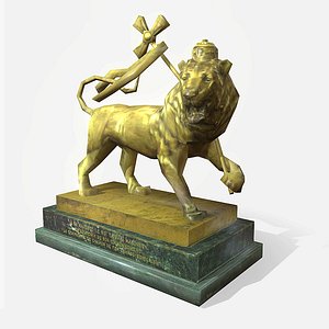 3D gold lion statue