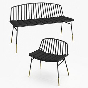 Deana Outdoor Furniture set of 2 3D