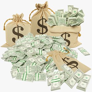 3D Money Bags Collection V37