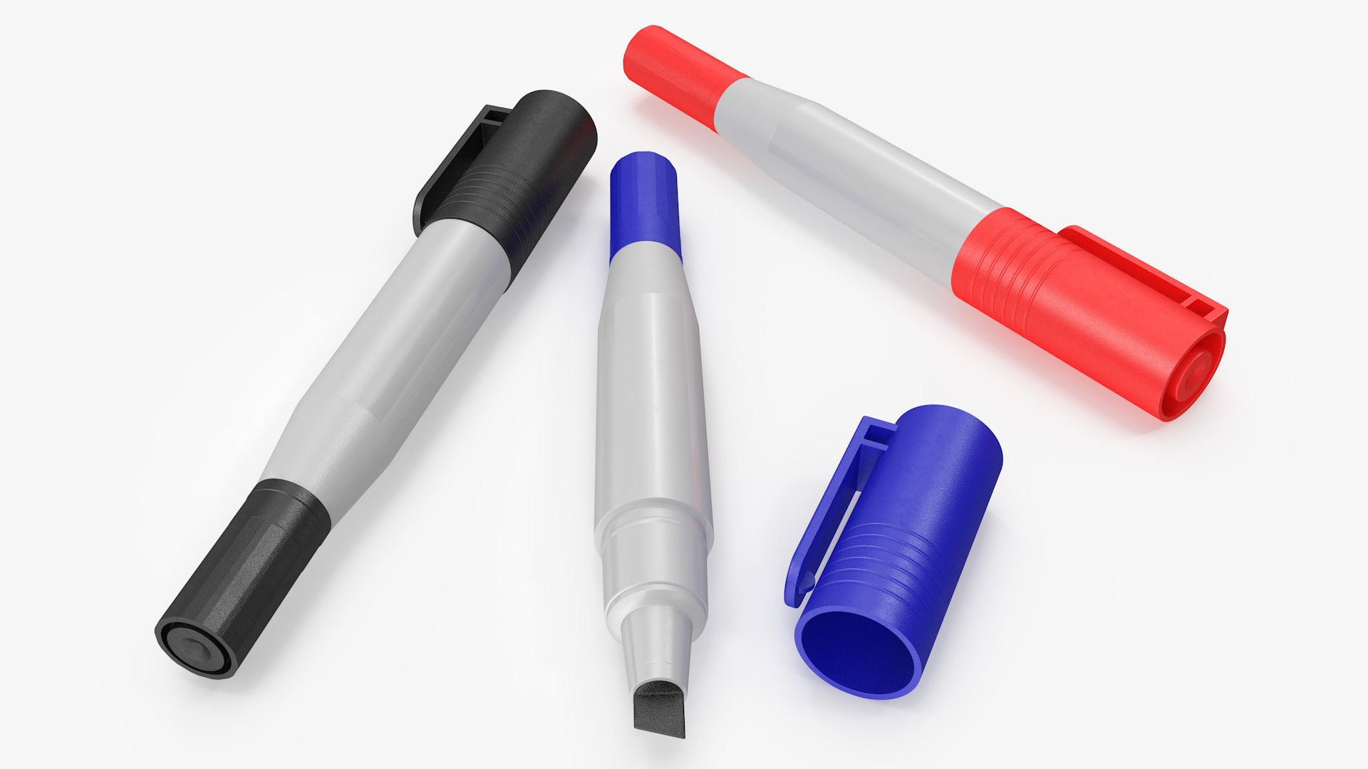 3 Double-Ended Markers 3D model preview