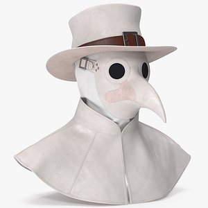 Plague Doctor Mask White with Balaclava and Mantle and Hat