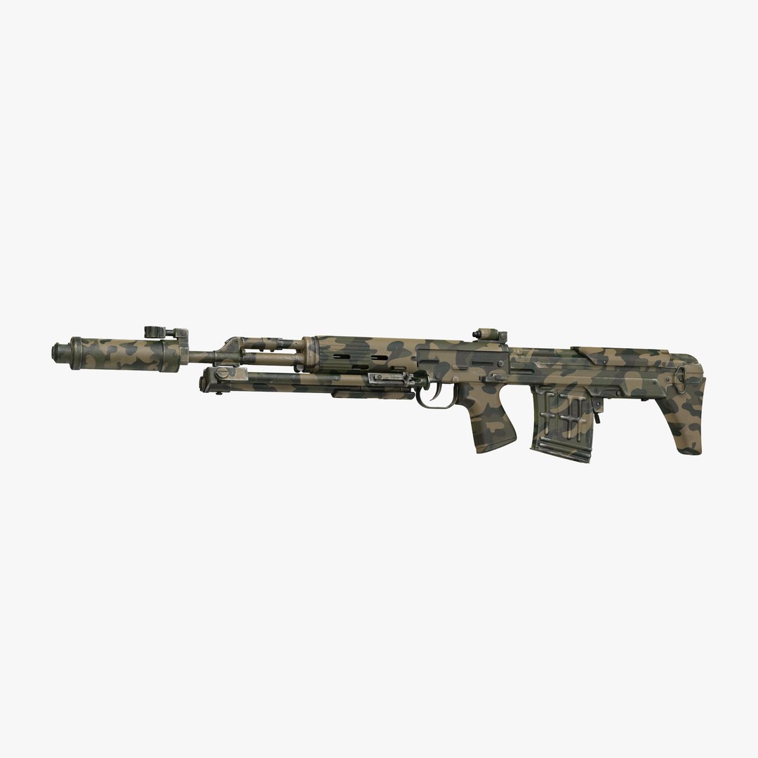 Russian Sniper Rifle Dragunov SVU 2 3D Model 3D model preview