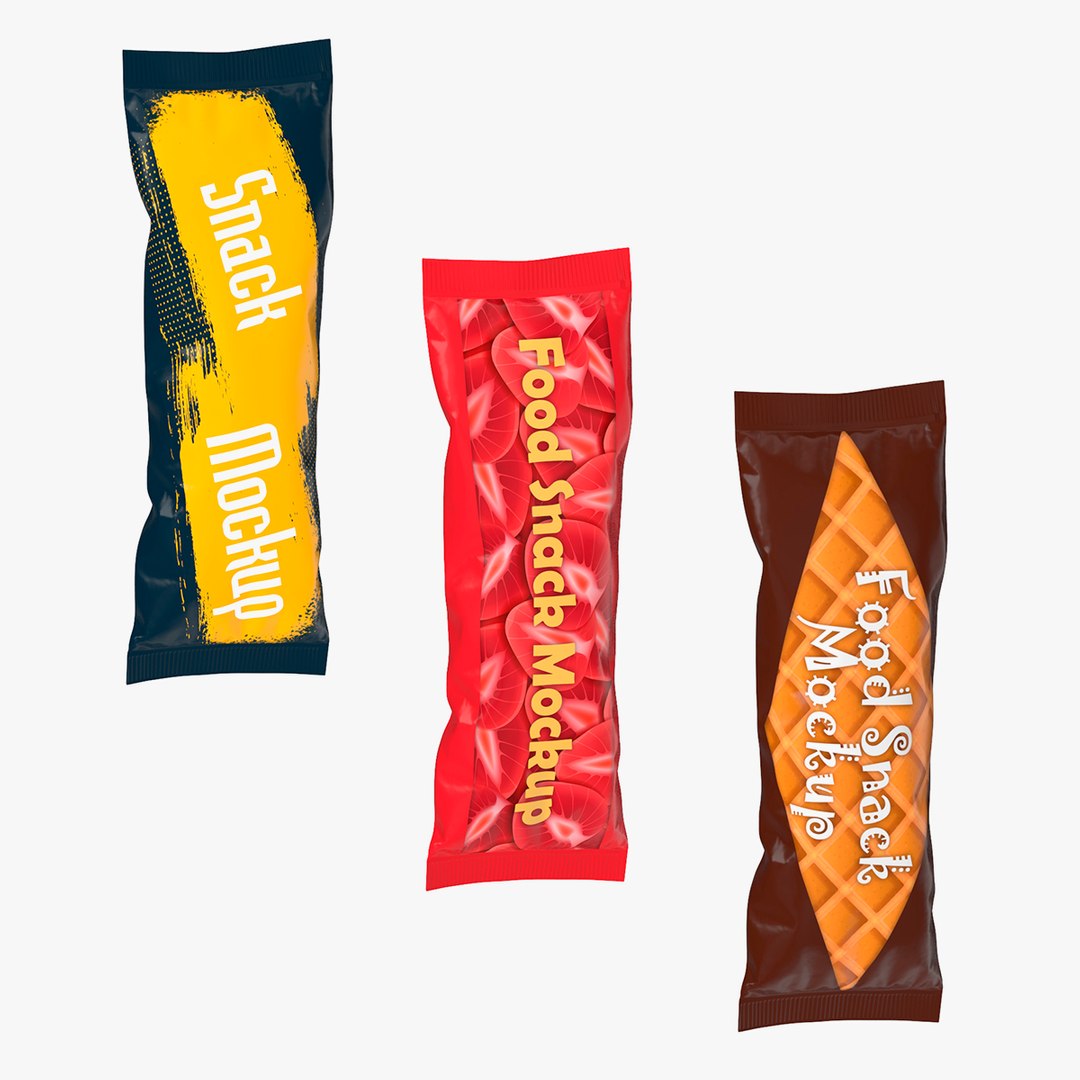 Small Food Packages Mockup Collection 3D model preview