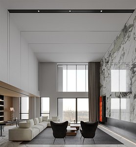 3D Modern living room dining room model