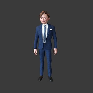 3D Stylized Pent Coat Character Low Poly model