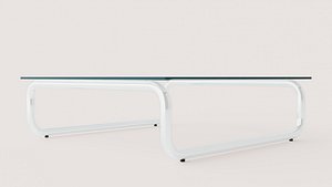 Rectangular Glass Coffee Table with Chrome Loop Base