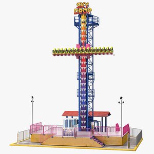 Sky Drop Amusement Park Equipment 3D