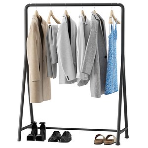 3D Clothes on the rack Set 02 model