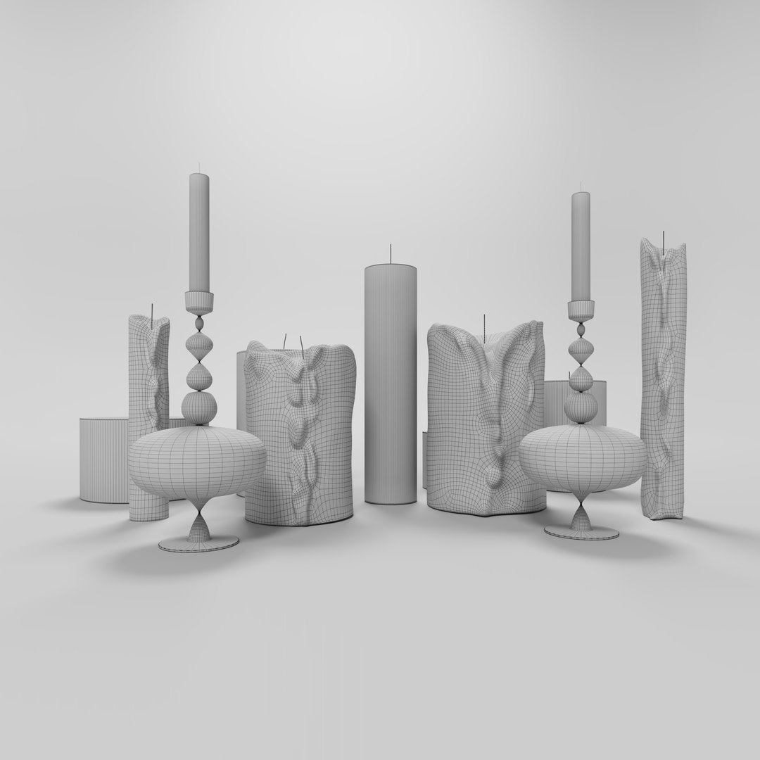3D Model Candles And Candlestick - TurboSquid 2413492