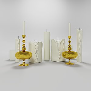 3D model Candles and candlestick