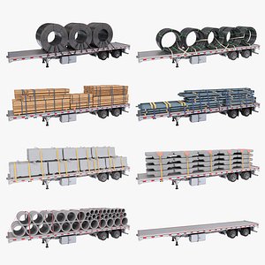 Flatbed Trailer 7 Loads Single Mat Textures All PBR Unity UE Textures