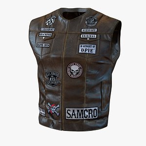 leather biker vest 2 3d model