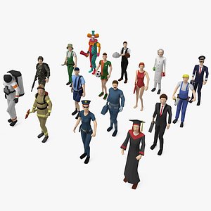 Big Rigged Low Poly Characters Collection for Cinema 4D