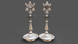 3D model shanku chakra  oil lamp