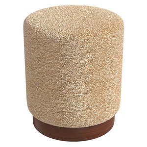 3D Six the residence boucle pouffe with walnut plinth sand model