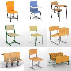 3d model school chairs