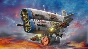 Stylized realistic white airplane 3D model