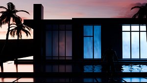 Modern Tropical Villa Scene 3D