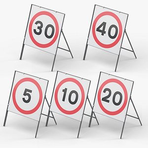 Speed Limit Temporary Road Signs 01 model