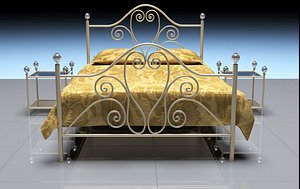 3D steel double bed model