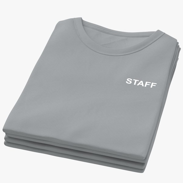 3D Female Crew Neck Folded Stacked Gray Staff 02 model