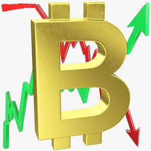 3D model graphs bitcoin symbol