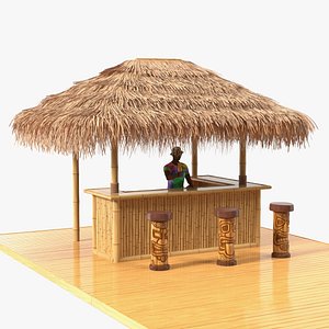 Barman at Tiki Bar Rigged for Maya