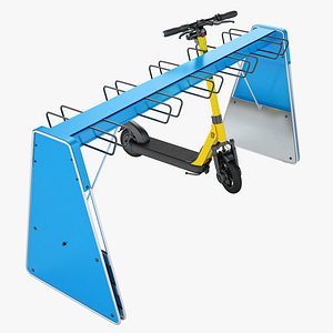 Scooter Parking Rack with Electric Scooter 05 3D model