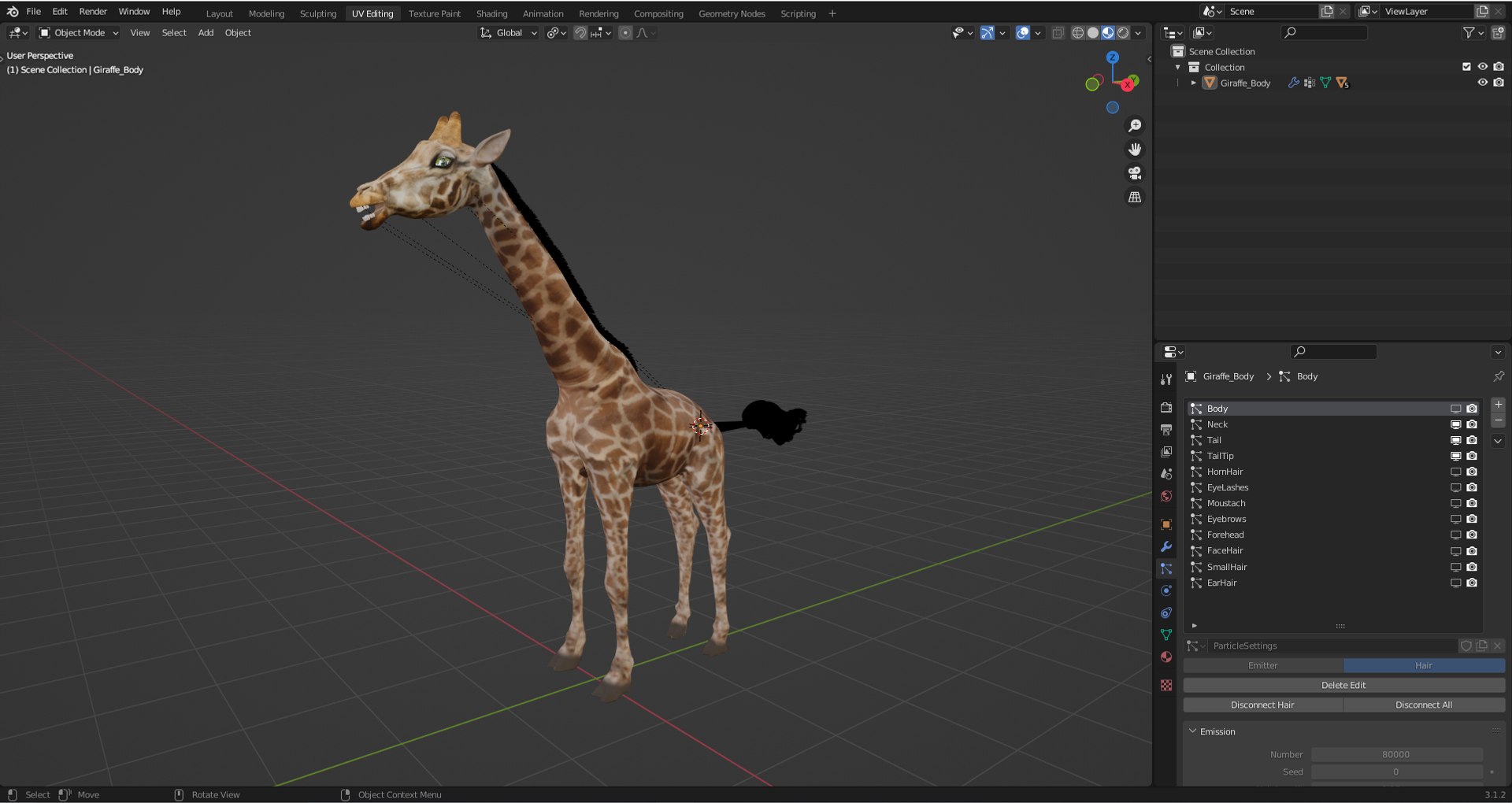 3D Fur Giraffe Rigged And Animation In Blender Model - TurboSquid 1971711