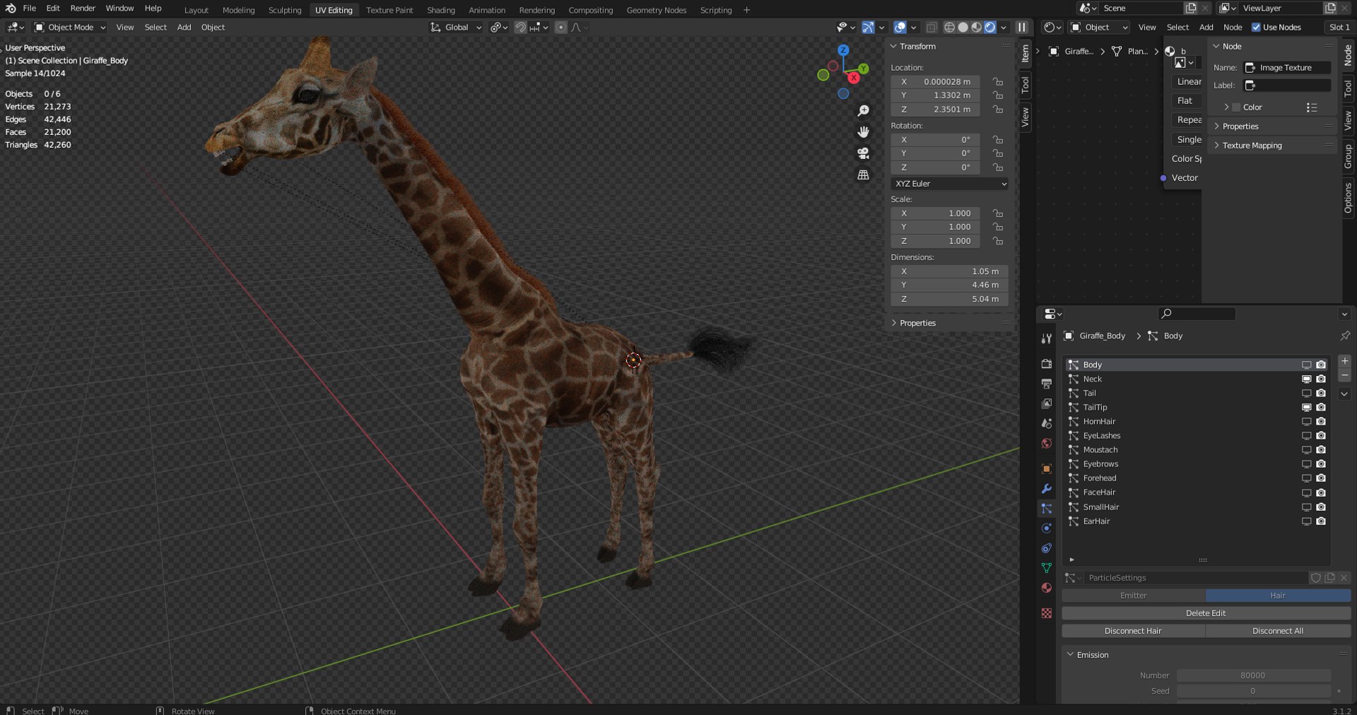 3D Fur Giraffe Rigged And Animation In Blender Model - TurboSquid 1971711