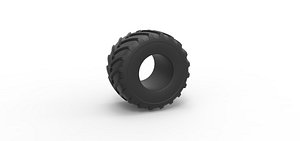 3D Diecast Monster Jam tire 24 Scale 1 to 25