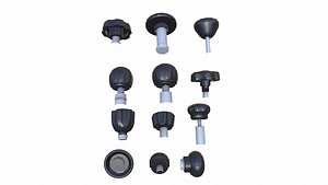 Industrial 12 Knobs Set 3D model
