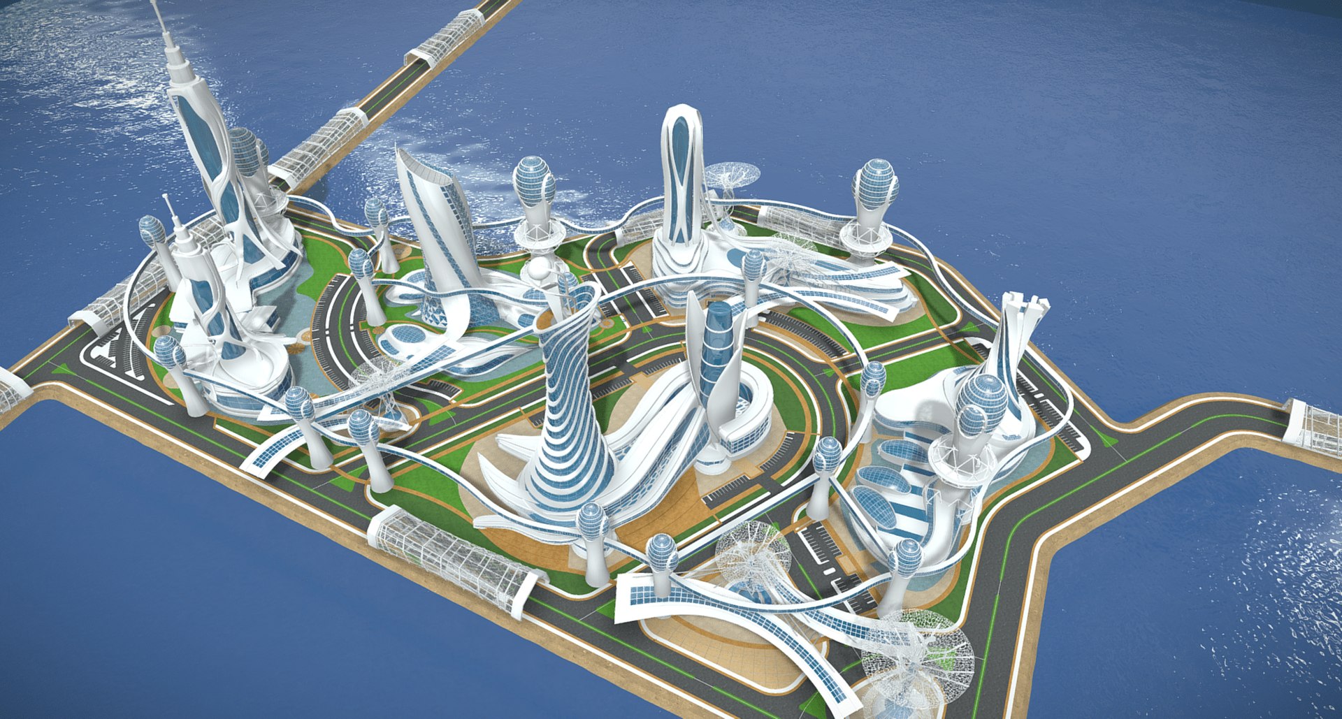Future City Island - Highly Detailed Model 3D - TurboSquid 2300284