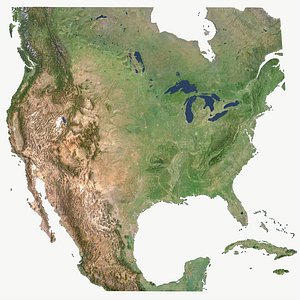 America USA 3D Detailed PBR relief map
