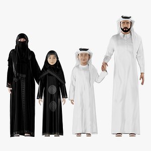 Arab Family Man Woman Boy Girl 3D Model
