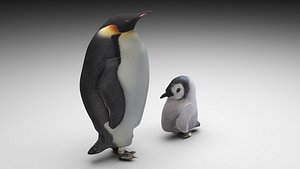 Penguin With Baby Penguin 3D model