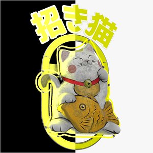 3D Japanese Maneki Neko Neon Light Sign