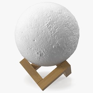Lamp Moon on Wooden Stand Light Off
