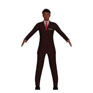 3D low-poly hispanic male red model