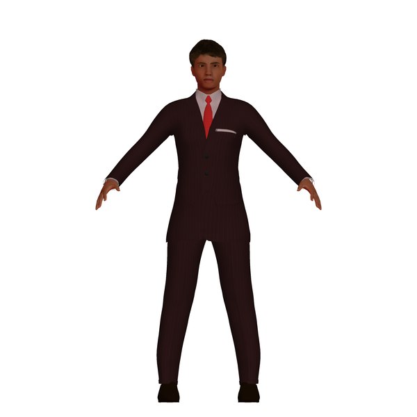 3D low-poly hispanic male red model